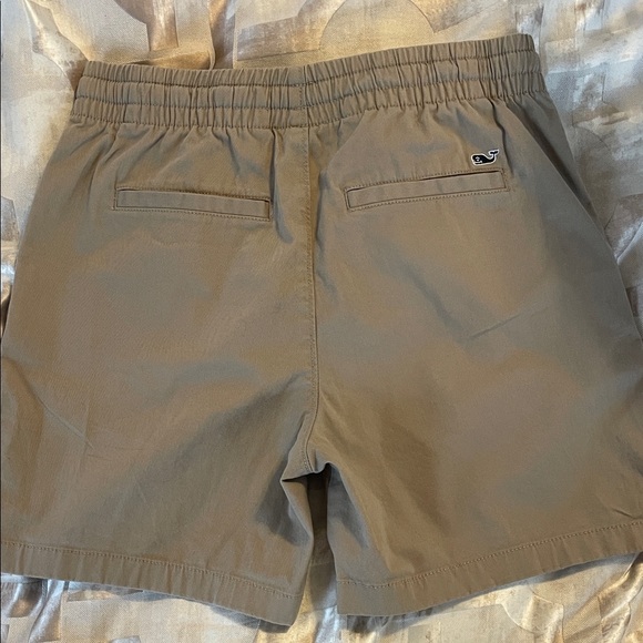 Vineyard Vines Boys Taupe Elastic Waist Shorts with White Drawstring - Picture 2 of 4